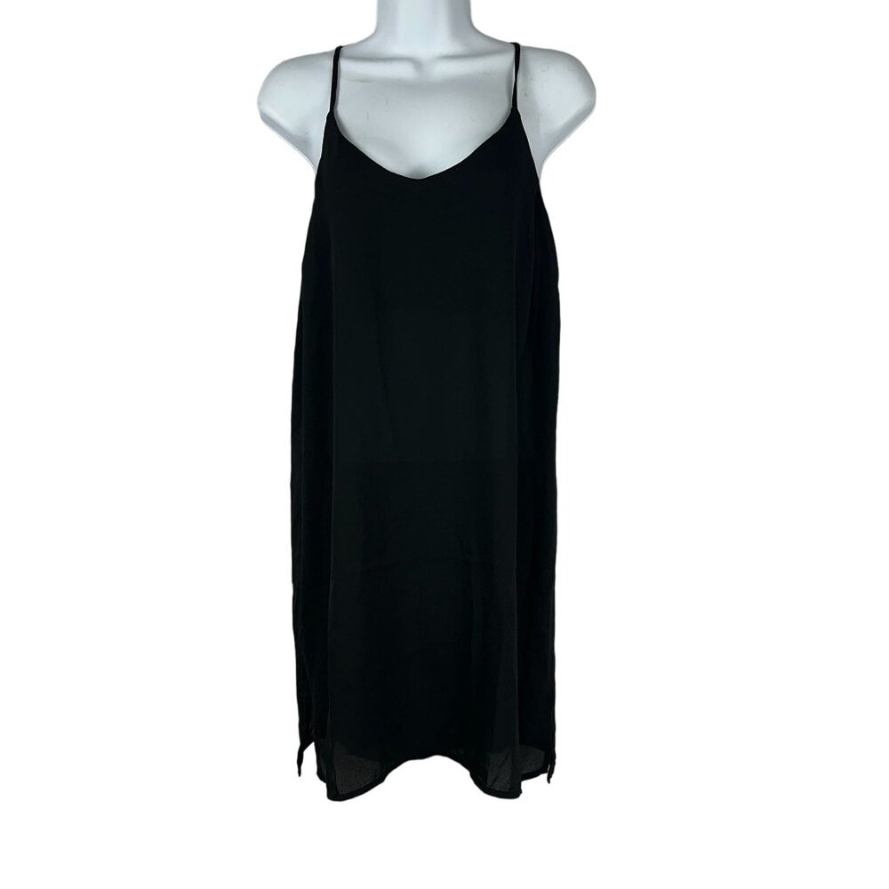 Black Sleeveless Slip Dress By Meraki Size L 100% Polyester Lightweight Minimali